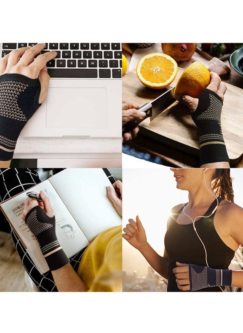 Generic - Support Brace, 1 Pair Carpal Tunnel Relief Fitness Sleeve, Copper Wrist Compression Sleeve, Elastic Breathable Wrist Support Sleeve Wrist Brace for Tendonitis, Arthritis, Sprains Pain Relief - Image 1