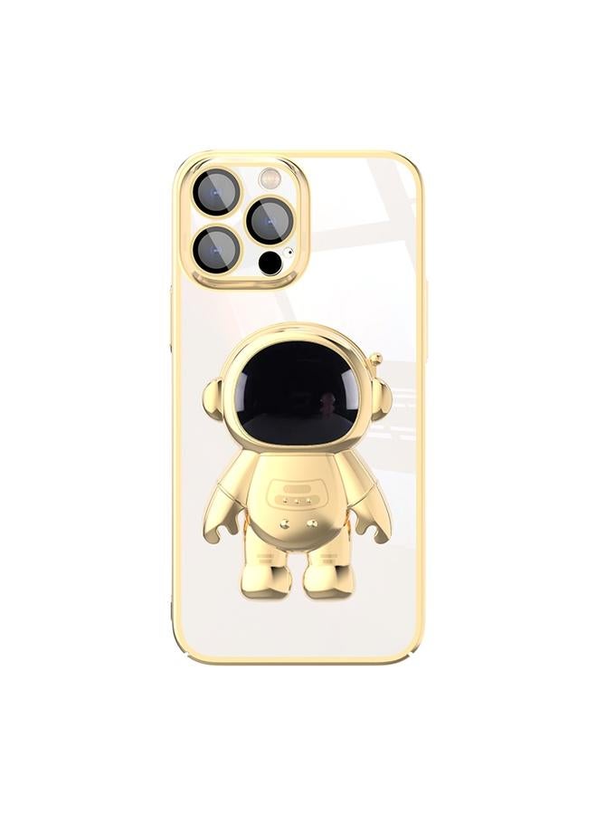 S-TOP Case For iPhone 14 Electroplating PC Astronaut Holder Phone Case with Lens Film - Image 1