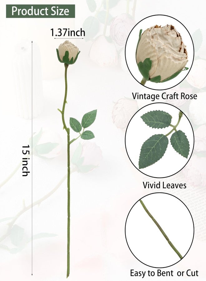 DuHouse 24pcs Artificial Vintage Roses Fake Mini Silk Rose Flowers with Long Stem for DIY Bouquets Wedding Centerpiece Party Home Kitchen Decoration(Coffee) - Image 4
