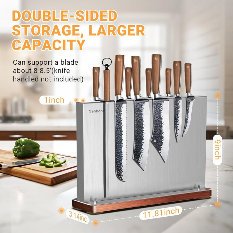 Nanbone Metal Magnetic Knife Holder Magnets Kitchen Storage Universal Magnetic Knife Block Without Knives Stainless Steel Knife Magnetic Strip Stand Race Cutlery Display Stand Saves Counter Space - Image 3