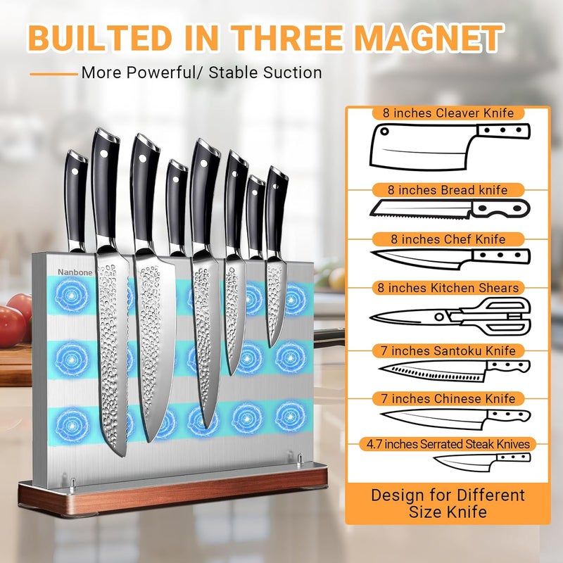 Nanbone Metal Magnetic Knife Holder Magnets Kitchen Storage Universal Magnetic Knife Block Without Knives Stainless Steel Knife Magnetic Strip Stand Race Cutlery Display Stand Saves Counter Space - Image 4