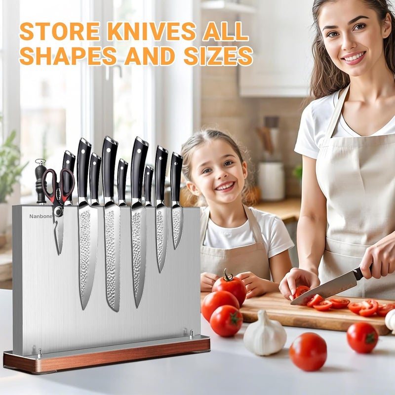 Nanbone Metal Magnetic Knife Holder Magnets Kitchen Storage Universal Magnetic Knife Block Without Knives Stainless Steel Knife Magnetic Strip Stand Race Cutlery Display Stand Saves Counter Space - Image 2
