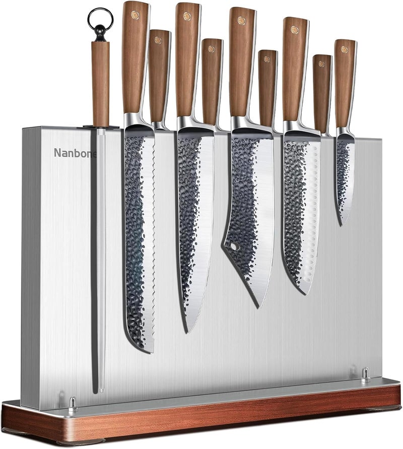 Nanbone Metal Magnetic Knife Holder Magnets Kitchen Storage Universal Magnetic Knife Block Without Knives Stainless Steel Knife Magnetic Strip Stand Race Cutlery Display Stand Saves Counter Space - Image 1