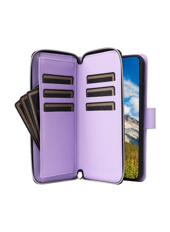 اس-توب جراب لهاتف Samsung Galaxy S24+ 5G مزود بتسع فتحات للبطاقات وحقيبة محفظة بسحاب وحافظة جلدية للهاتف - Image 5