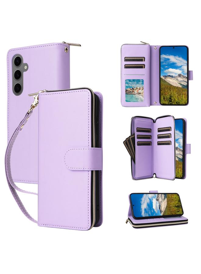 اس-توب جراب لهاتف Samsung Galaxy S24+ 5G مزود بتسع فتحات للبطاقات وحقيبة محفظة بسحاب وحافظة جلدية للهاتف - Image 1