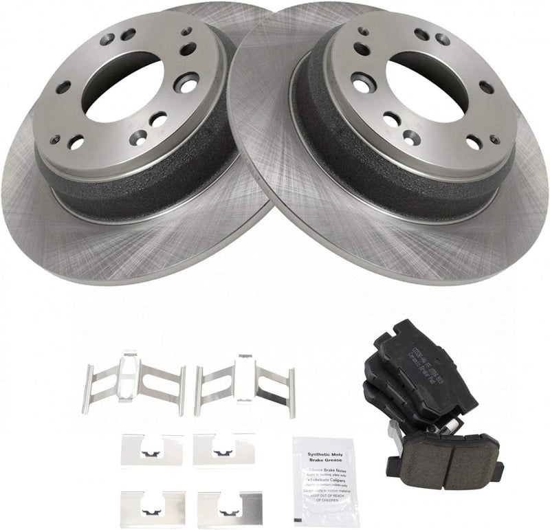 TRQ Rear Brake Pad & Rotor Kit Brake Pads Brake Rotor Ceramic Compatible with 1991-1995 Acura Legend 1996-1998 RL 1995-1998 Honda Odyssey 1996-1999 Isuzu Oasis - Image 3