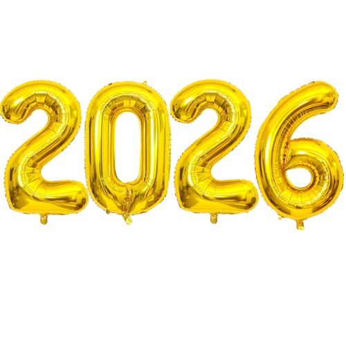 BBPOOL 2026 Gold Balloons 40 Large Gold 2026 Balloons Helium Mylar Foil Balloons for 2026 New Year Christmas Graduation Party Decoration - Image 1