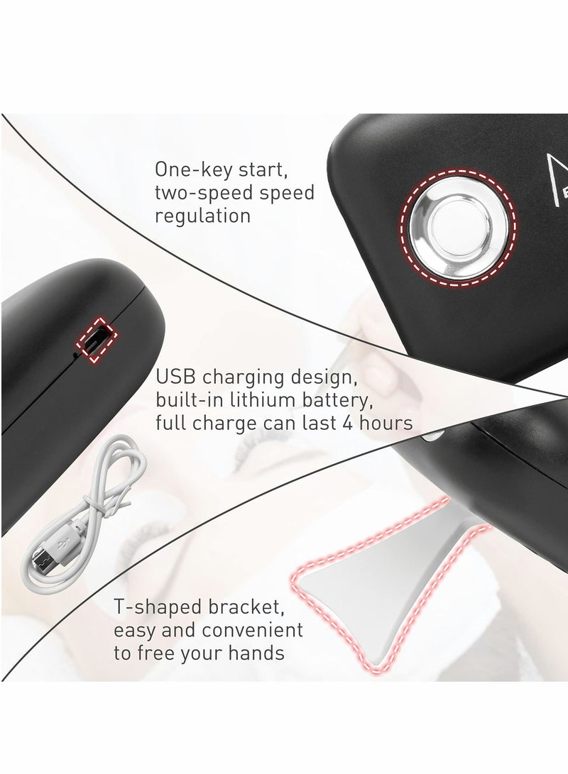 Excefore USB Mini Fan, Eyelashes Fan Bladeless Rechargeable Portable Cooling Fan Mini Handheld Fan Eyelash dryer Air Conditioning Blower for Eyelash Extension Supplies, Black - Image 5