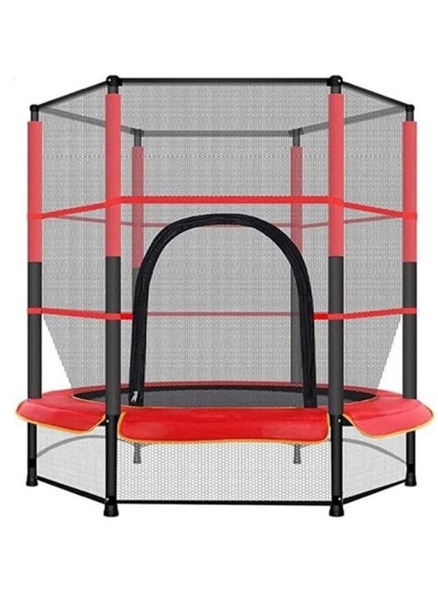 55 Inch Kids Trampoline with Safety Net for Indoor and Outdoor Use 140x140x160cm