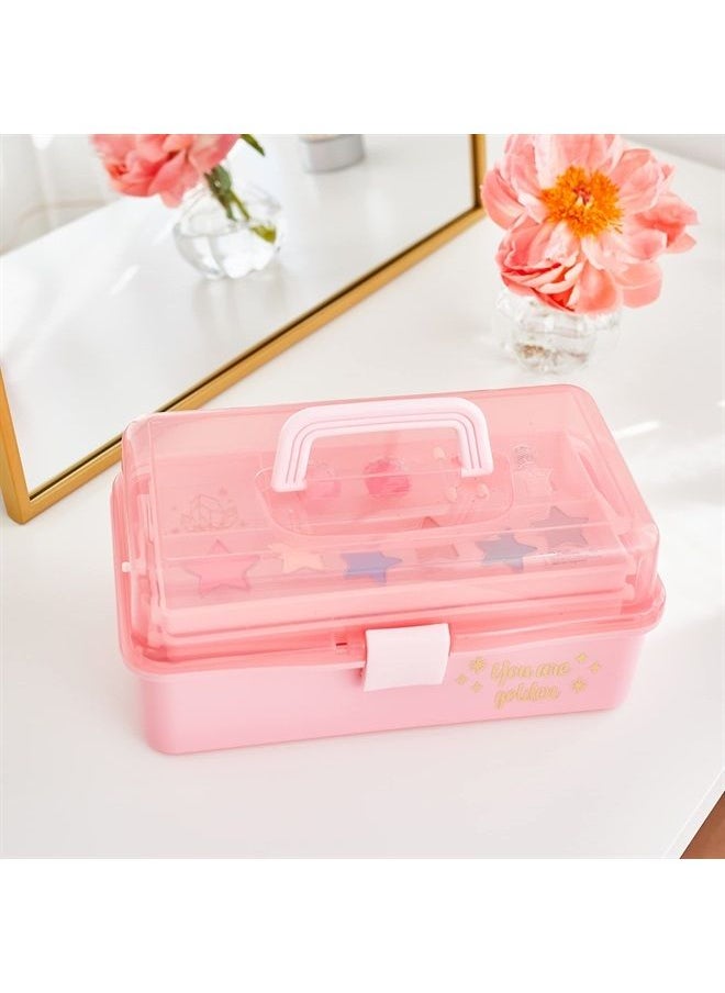 3C4G THREE CHEERS FOR GIRLS Pink and Gold Hard Case Makeup Storage Set - Kids Makeup Kit for Girls and Teens - Includes Storage Case, 5 Eyeshadows, 1 Blush, 2 Lip Glosses & 1 Nail Polish - Ages 8+  - Image 2