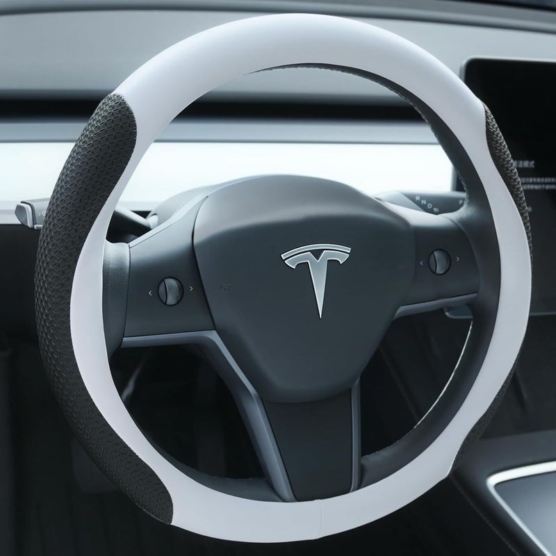 Anti-Slip Breathable Nappa Leather Steering Wheel Cover for Tesla Model 3/Y All-Season - Image 3