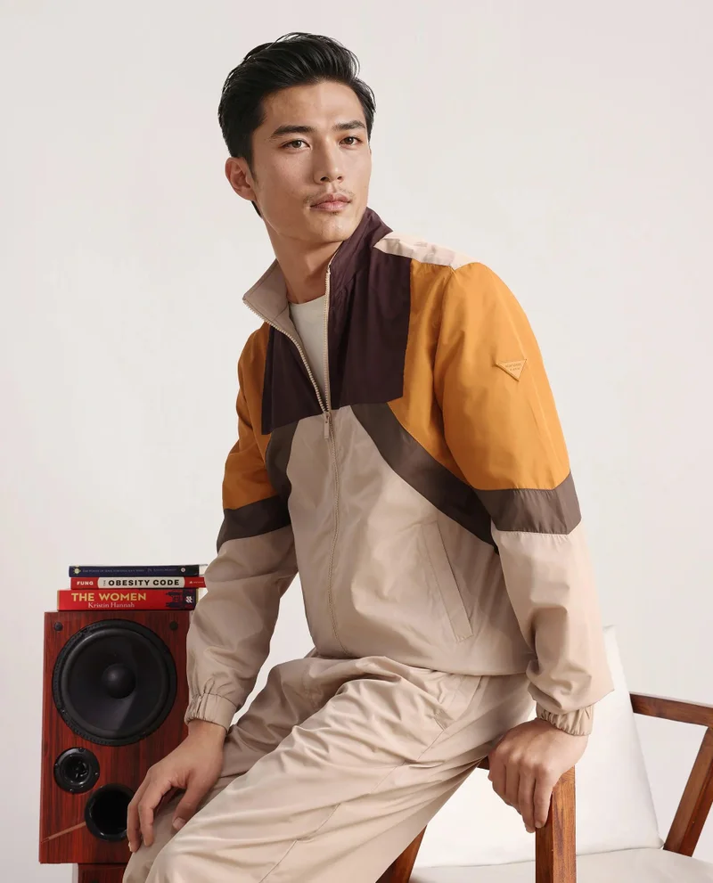 رير رابِت Men's High Neck Cut And Sew Jacket