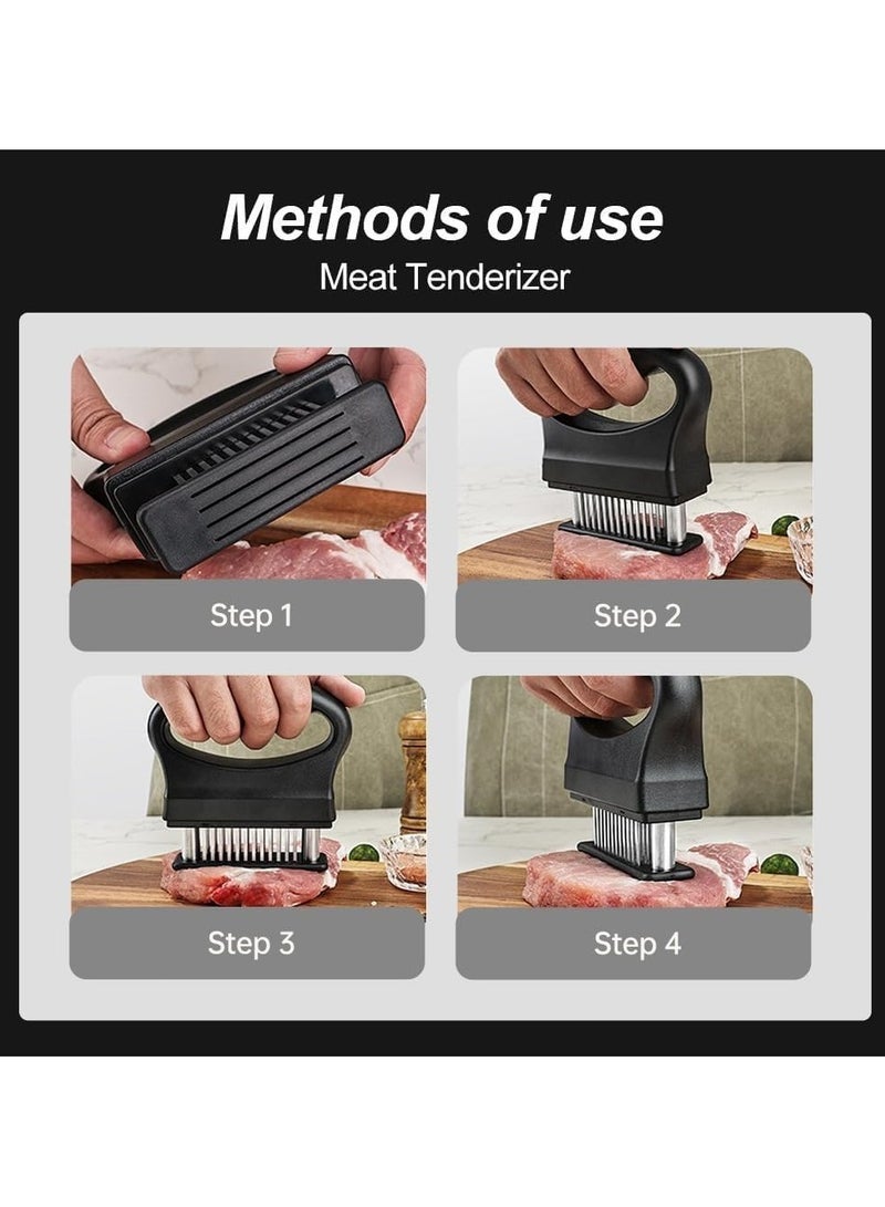 CMGTYYD 2Pcs Meat Tenderizer with 48 Stainless Steel Ultra Sharp Needle Blades, Handheld Meat Poultry Tenderizer, Meat Tenderizer Kitchen Tool for Steak Chicken Beef, for Tenderizing Beef, Pork, Turkey - Image 3