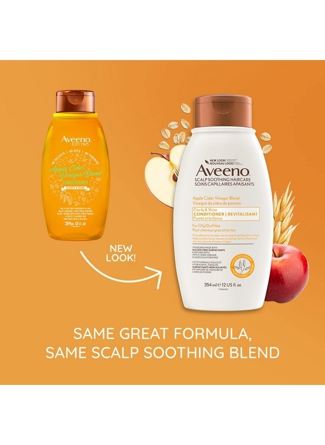 Aveeno Apple Cider Vinegar Blend Clarify & Shine Conditioner, 12Oz/354Ml  - Image 2