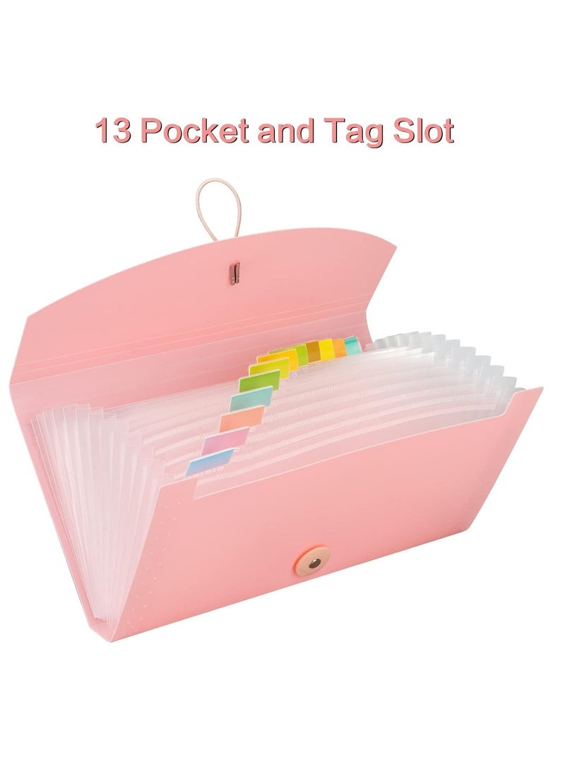 SYOSI - 2 Pcs Accordion File Organizer 13 Pockets Receipt Folder Accordion File Organizer Plastic Check Bill File Folder Expanding File Folder Expanding Coupon Organizer with Labels Document Organizer Folder - Image 1
