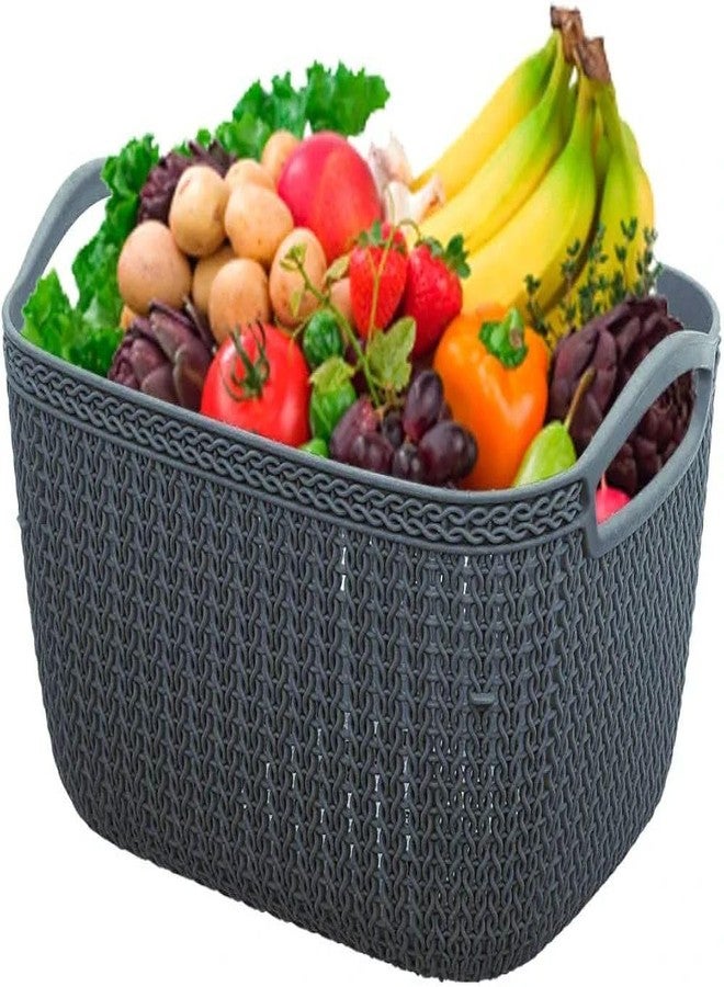Makekartz.com Unbreakable Flexible Plastic Multipurpose Large Size Storage Baskets/Fruit Vegetable Bathroom Stationary Home Basket with Handles(Q=6 Multi Colour) - Image 2