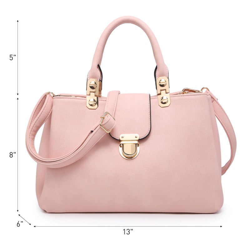 Dasein Women Satchel Handbags Top Handle Purse Medium Tote Bag Vegan Leather Shoulder Bag (Light Pink) - Image 3