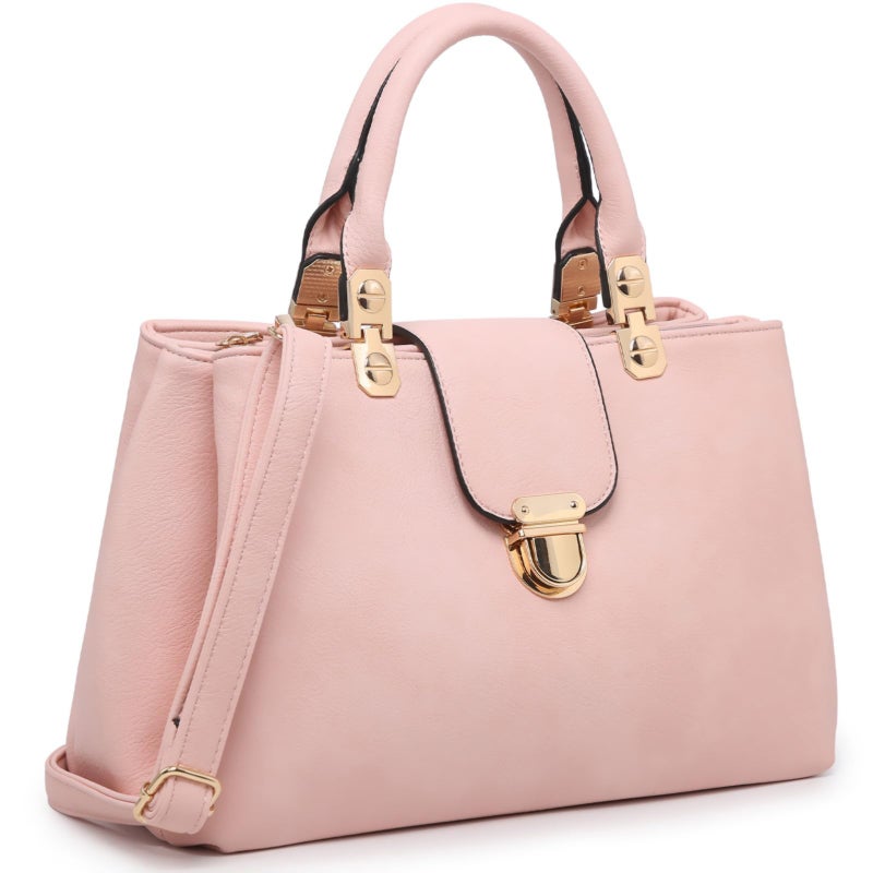 Dasein Women Satchel Handbags Top Handle Purse Medium Tote Bag Vegan Leather Shoulder Bag (Light Pink) - Image 1