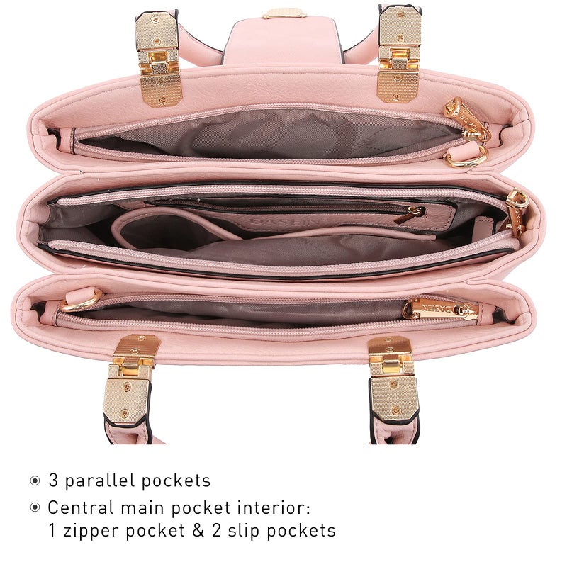 Dasein Women Satchel Handbags Top Handle Purse Medium Tote Bag Vegan Leather Shoulder Bag (Light Pink) - Image 5