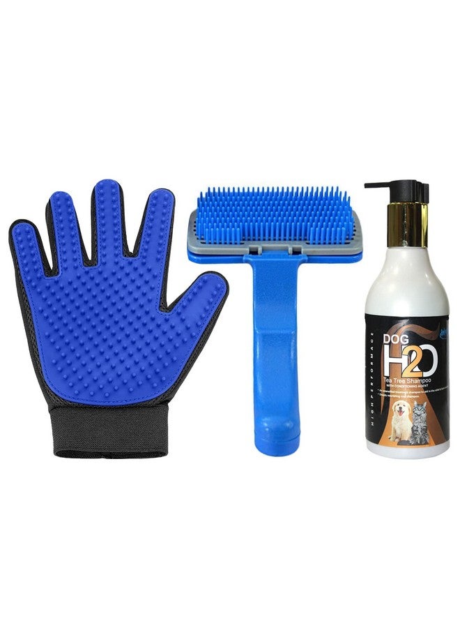إيميلي بيتس شامبو شجرة الشاي للكلاب مع عامل ترطيب يقلل من قشرة الرأس والحكة - 300 مل، قفازات استحمام وتزيين اليد وفرشاة تنظيف الحيوانات الأليفة للكلاب والقطط - Image 1