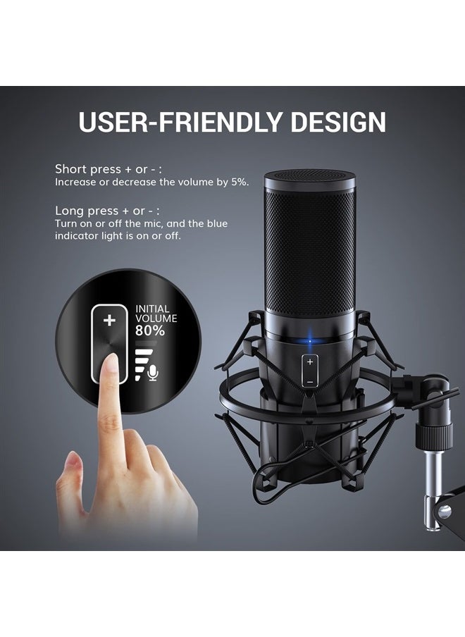 TONOR USB Gaming Microphone, PC Streaming Mic Kit for PS4/5/Discord/Twitch Gamer, Condenser Studio Cardioid Microfono for Podcasting, Recording, Content Creation, Singing with Adjustable Arm Stand Q9  - Image 5