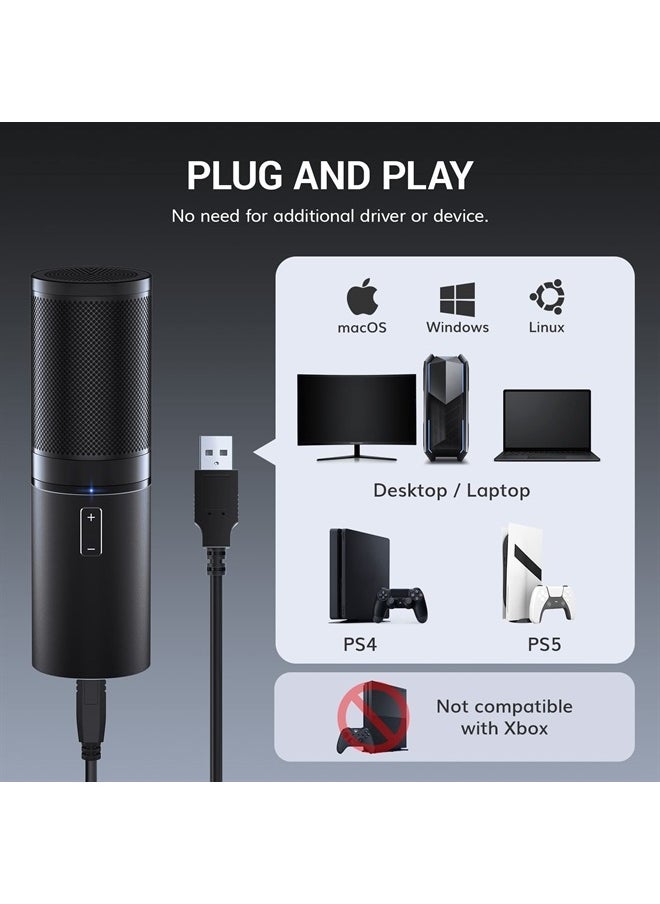 TONOR USB Gaming Microphone, PC Streaming Mic Kit for PS4/5/Discord/Twitch Gamer, Condenser Studio Cardioid Microfono for Podcasting, Recording, Content Creation, Singing with Adjustable Arm Stand Q9  - Image 4