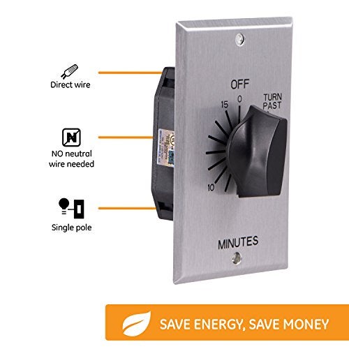 GE In-Wall Mechanical Countdown Timer Switch, Spring Wound, Up to 15 Minutes, 1-Minute Intervals, No Neutral Wire Needed, Ideal for Lights, Exhaust Fans, Heaters, LED, 15303 - Image 4