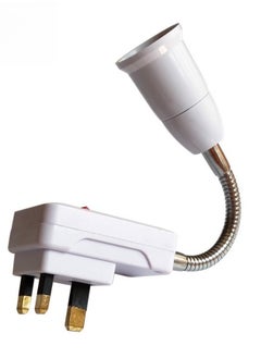 Generic 13A British switch lamp holder British standard plug British universal extended lamp holder, E27 screw mouth Middle East switch lamp control switch, white  - Image 1