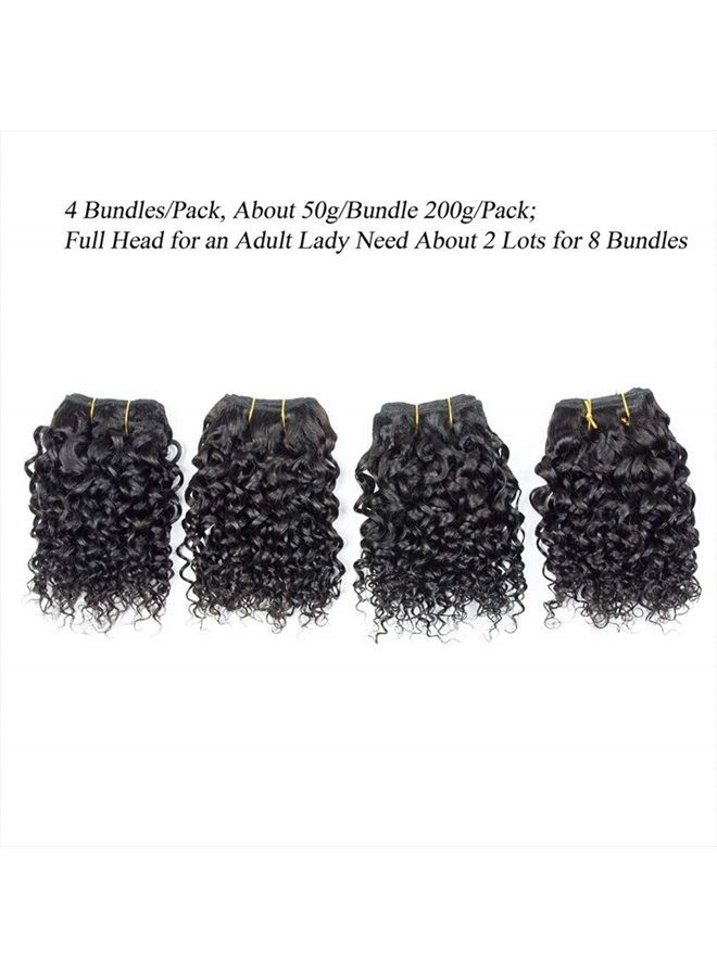 Selina حزم شعر برازيلي مجعد 4 حزم شعر بشري قصير مجعد برازيلي بكر 50 جرام/حزمة (8 8 8 8، لون طبيعي) - Image 3