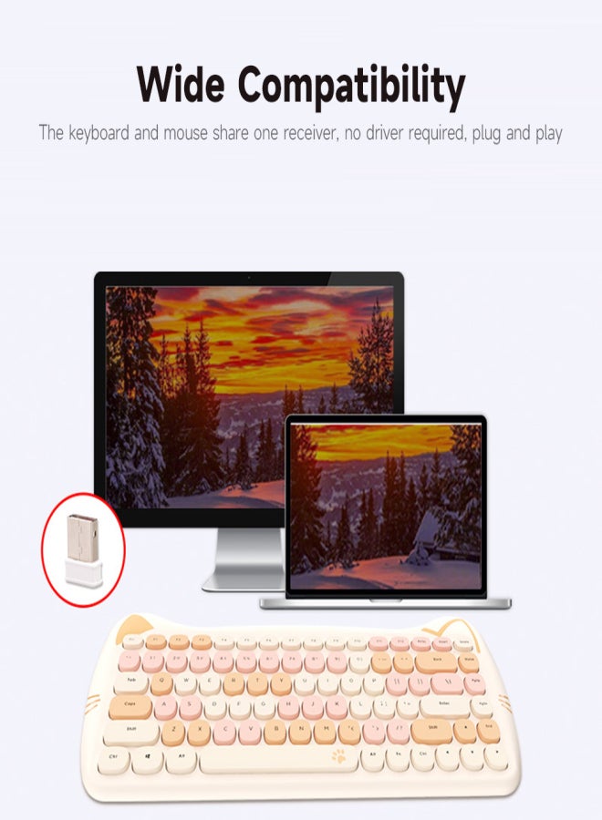 GEEZER 2.4G Wireless Keyboard Combo 84 Keys Membrane Keyboard Ergonomic 3-gear Adjustable DPI Cute Appearance Yellow - Image 4