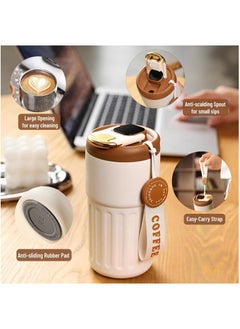 Arabest Travel Mug With Temperature Display, Portable Coffee Cups, Summer WinterDrinkware, 316 Stainless Steel Vacuum Coffee Cup, Leakproof Tumbler Thermal Mug, Beige  - Image 4
