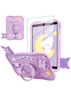 Case for iPad 10th Generation with Screen Protector, Cute Purple Case with 360° Rotatable Stand Full Body Case