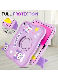 General Case for iPad 10th Generation with Screen Protector, Cute Purple Case with 360° Rotatable Stand Full Body Case  - Image 3