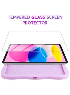 General Case for iPad 10th Generation with Screen Protector, Cute Purple Case with 360° Rotatable Stand Full Body Case  - Image 4