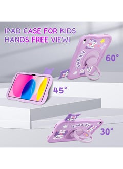 General Case for iPad 10th Generation with Screen Protector, Cute Purple Case with 360° Rotatable Stand Full Body Case  - Image 5