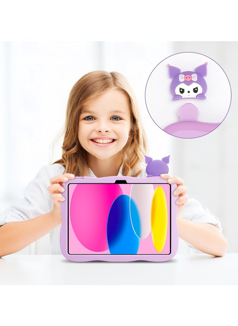 General - Case for iPad 10th Generation with Screen Protector, Cute Purple Case with 360° Rotatable Stand Full Body Case - Image 1