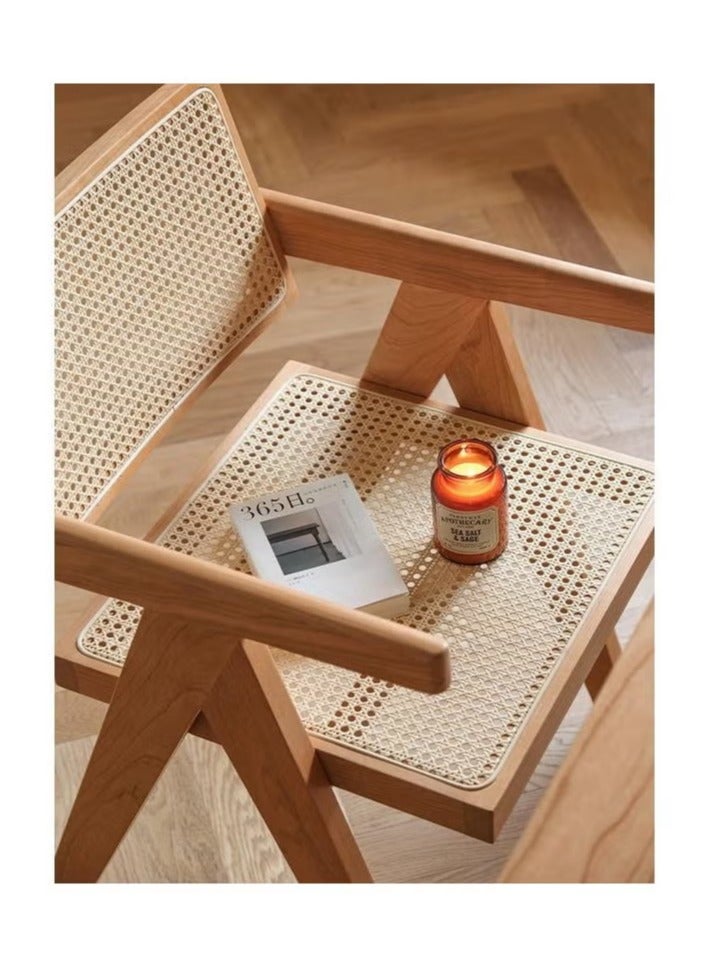 شو وو كرسي عتيق، كرسي شانديغار بمقعد ومسند ظهر من الخيزران لغرفة الطعام، غرفة المعيشة، المكتب المنزلي، المقهى. - Image 2