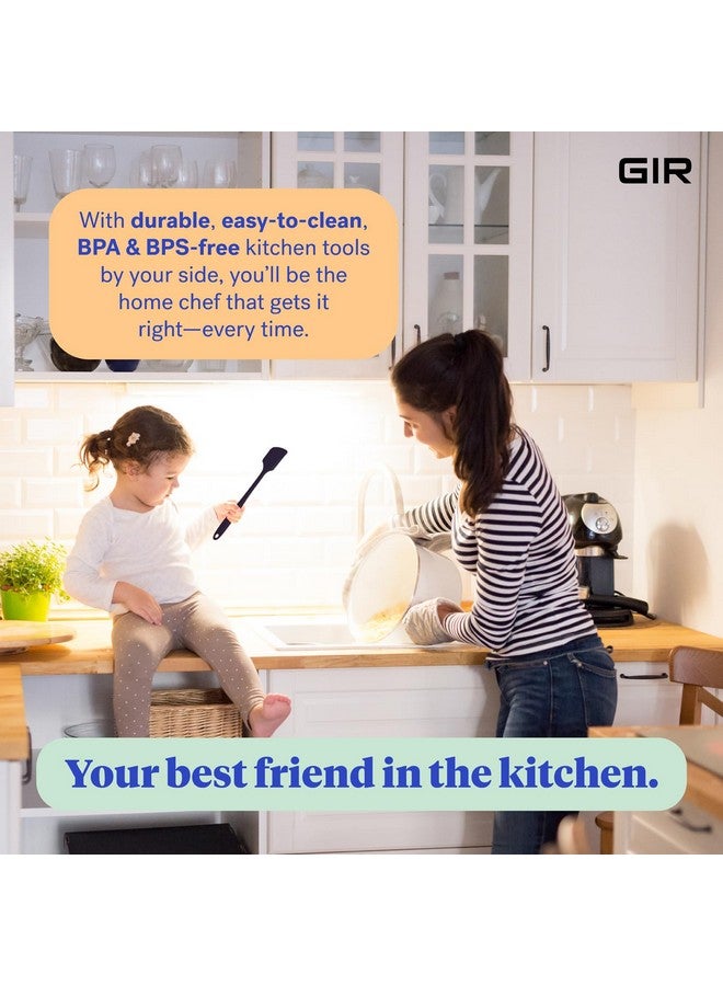 جير مجموعة أدوات المطبخ GIR: Get It Right المصنوعة من السيليكون الفاخر، والمكونة من 5 قطع - أدوات مطبخ غير لاصقة ومقاومة للحرارة للطهي والتقديم - ملعقة مسطحة من السيليكون، وقلاب/مقلاة، وملعقة مسطحة - لون أسود (GIRBDLE5UP111BLK)  - Image 3