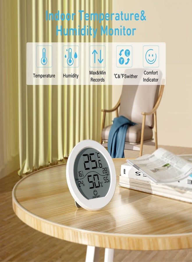 SECRUI Digital Hygrometer Thermometer for Room Temperature Humidity Meter Indoor Thermometer Accuracy Calibration LCD Temperature Sensor with Maximum and Minimum Records, TH1, White - Image 2