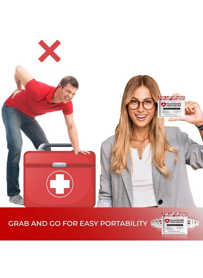 pH Advantage Portable Travel Size First Aid Kit 10 Pack | Perfect For Home, Office, Car, School, Business, Travel, Hiking, Hunting, And Outdoors | Individually Wrapped First Aid Products (Red)  - Image 3