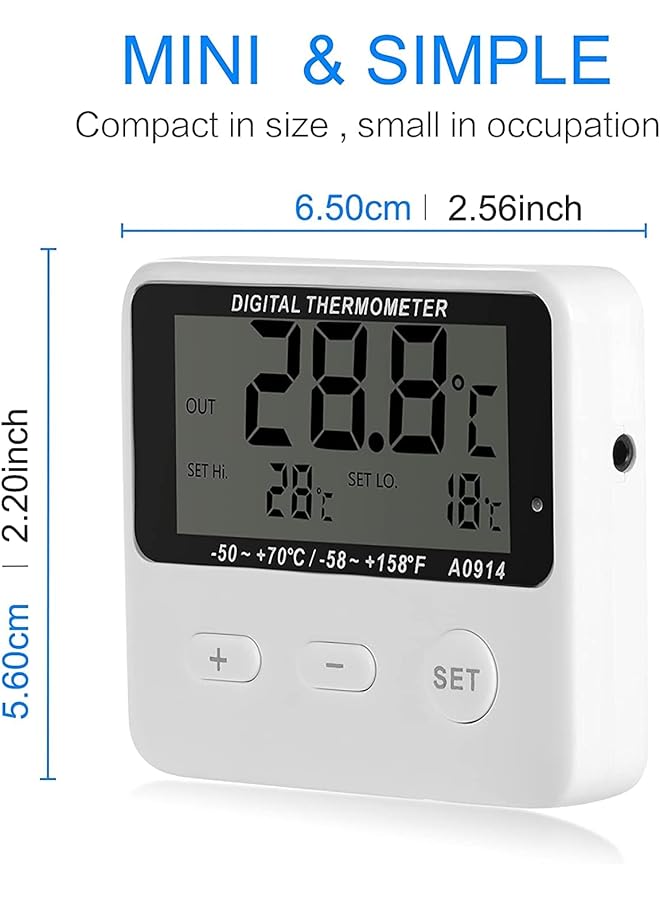 erorex Digital Wireless Fridge And Freezer Thermometer With Alarm Refrigerator Thermometer Digital Kitchen Fridge Lcd Display High And Low Temperature Alarm Extra Sensor 58°F +158° For Home Cafes - Image 2