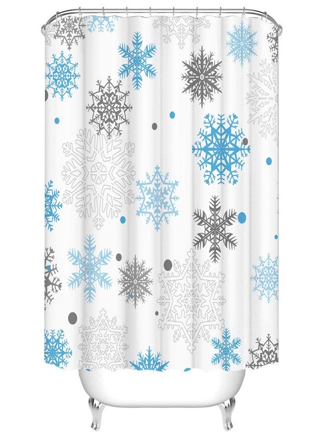 RnnJoile Winter Shower Curtain Blue Gray and White Snowflakes Bath Curtain Christmas Holiday Bathroom Decor 72x72 Inches with Hooks - Image 5
