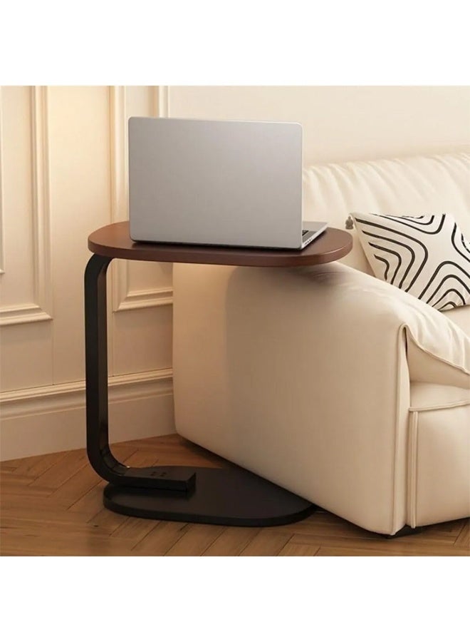 متجر ان زون طاولة قهوة عصرية | طاولة جانبية على شكل حرف C بسطح خشبي وإطار معدني أسود، 60×28×40سم (مجموعة من 4 قطع) - Image 3