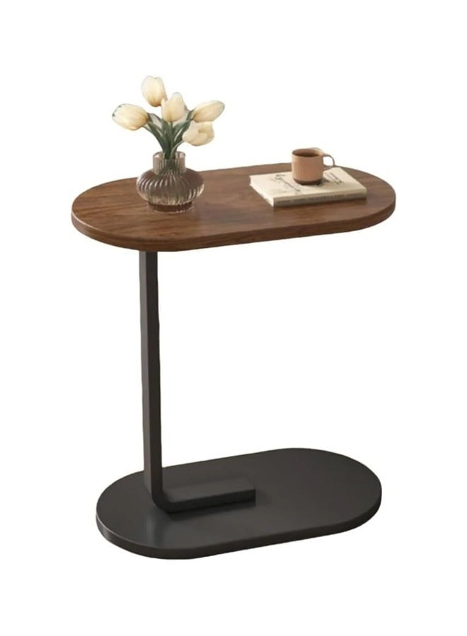 متجر ان زون طاولة قهوة عصرية | طاولة جانبية على شكل حرف C بسطح خشبي وإطار معدني أسود، 60×28×40سم (مجموعة من 4 قطع) - Image 2