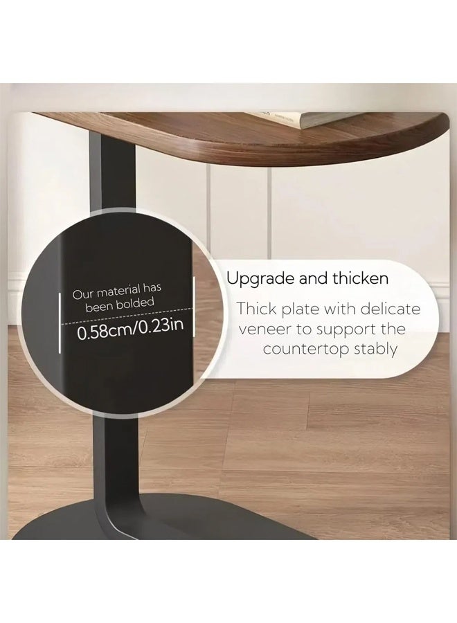 متجر ان زون طاولة قهوة عصرية | طاولة جانبية على شكل حرف C بسطح خشبي وإطار معدني أسود، 60×28×40سم (مجموعة من 4 قطع) - Image 5