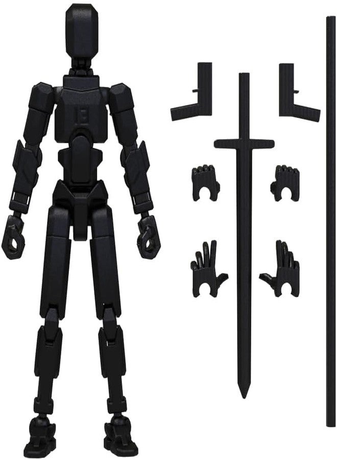 DOOZLE T13 Action Figures, Assembly Completed 3D Printed Dummy Nova Titan Lucky 13 Figures, Multi-Jointed Movable Robot Toys for Display, Drawing & Desk Decor (1, Black)