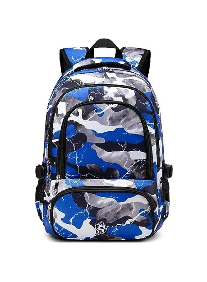 Arabest Kids Backpack for Boys Elementary Book Bags Primary Middle School Bookbags for Childs Water Resistant Back to School Gifts Son Mochila Escolares para Niños Aged 8-10 17 Inch Camo Blue  - Image 1