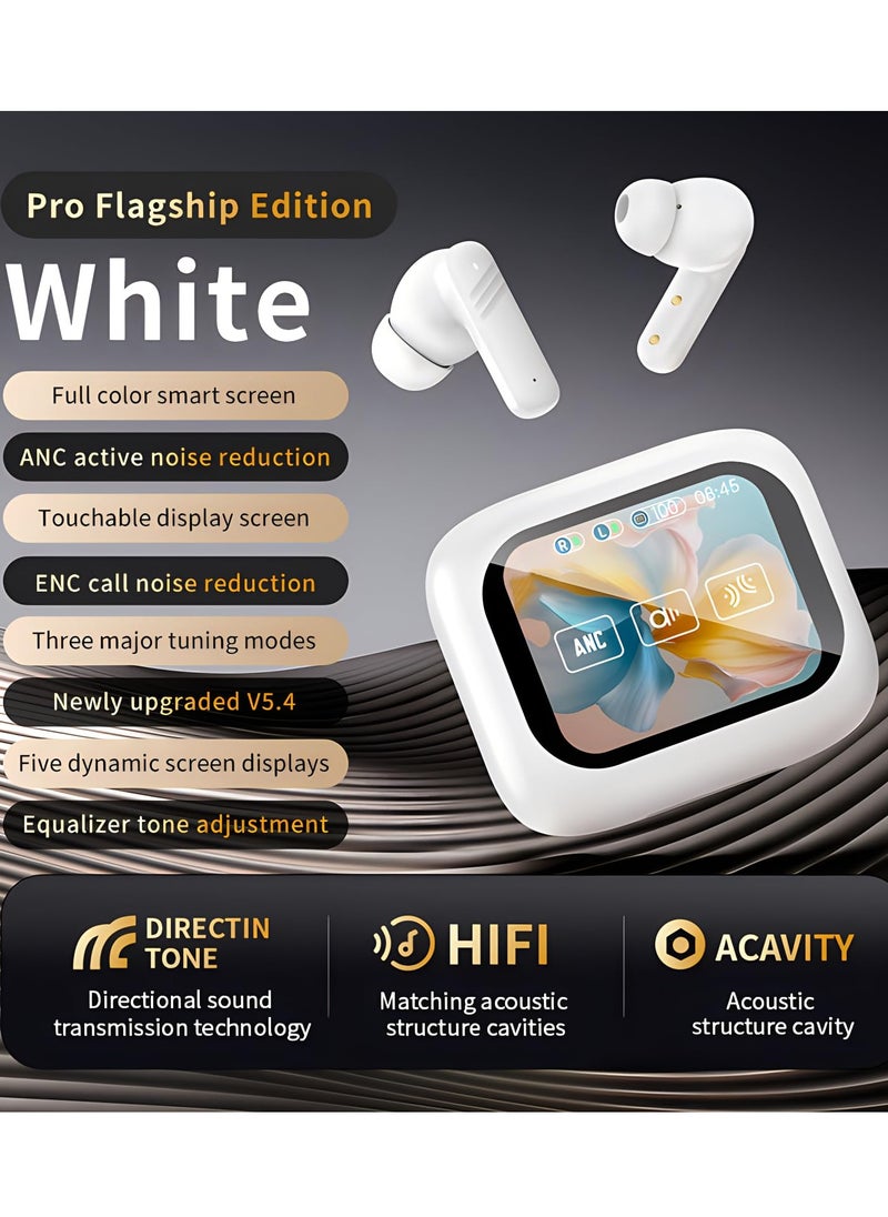 VICTGOAL - ANC Wireless Earbuds with Smart Touch Screen -Active Noise Cancelling Bluetooth 5.4 in Ear Earphones with Microphone,Stereo Sound - Long Battery Life Ear Buds Compatible with iPhone, Android - Image 1