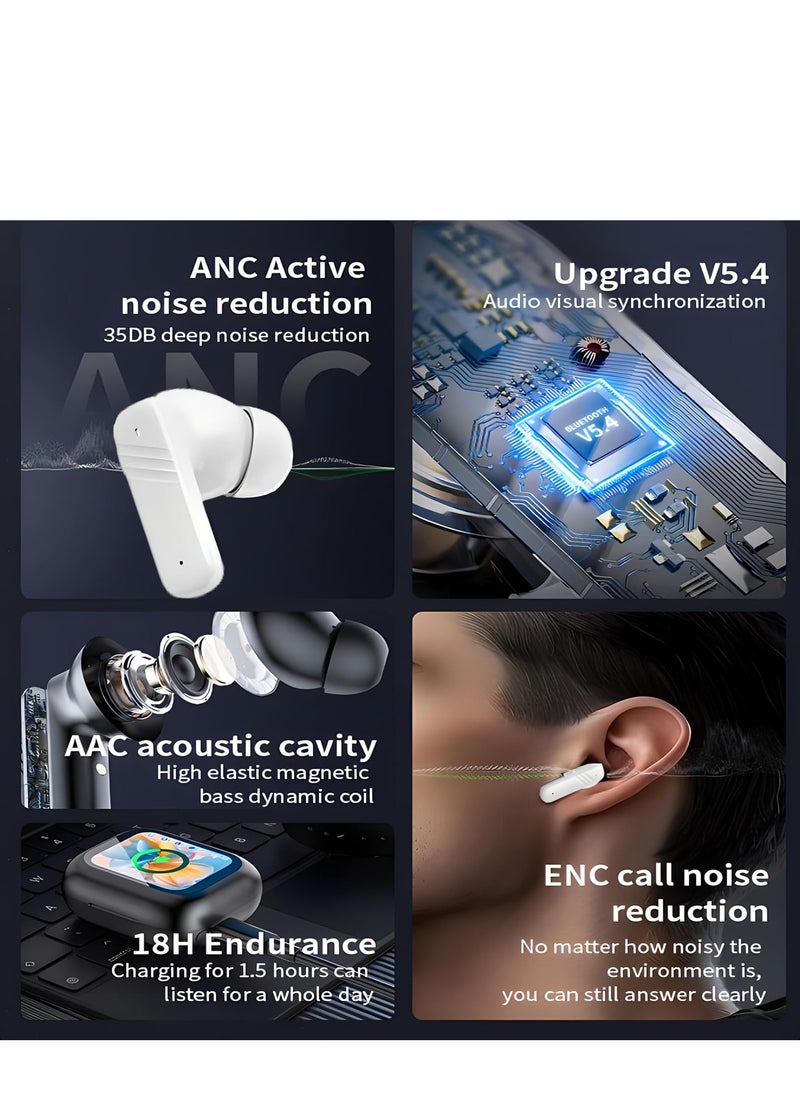VICTGOAL - ANC Wireless Earbuds with Smart Touch Screen -Active Noise Cancelling Bluetooth 5.4 in Ear Earphones with Microphone,Stereo Sound - Long Battery Life Ear Buds Compatible with iPhone, Android - Image 1