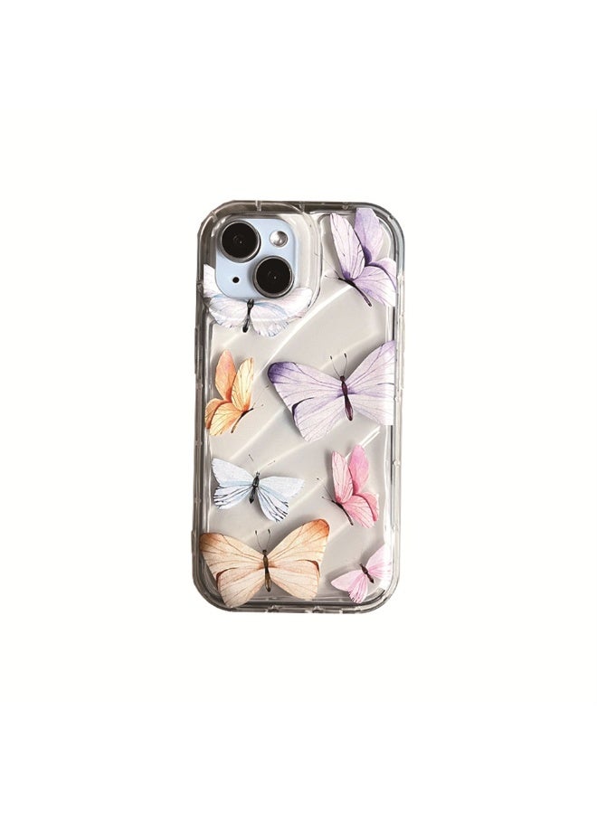 NIBEMINENT Spring Colored Butterflies Protective TPU Case Cover For iPhone 15 Plus Clear - Image 3